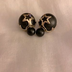 ⭐️ Black with Gold stars double sided earrings